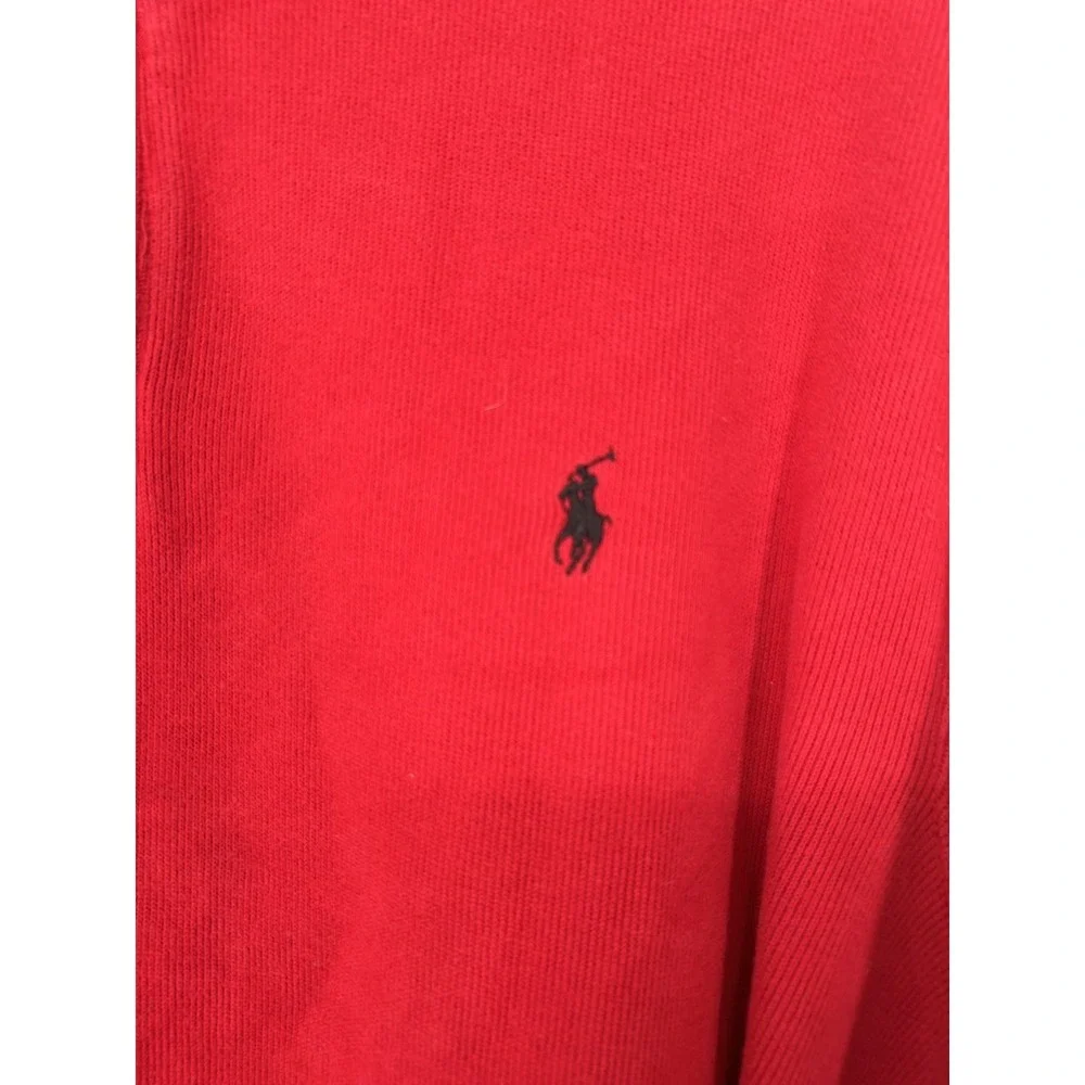 Polo Ralph Lauren Sweater Leather Tab Quarter 1/4 Zip Pullover Red Knit Mens 2XL